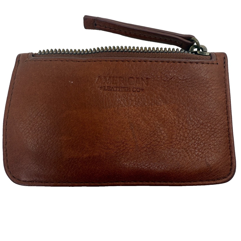 American Leather Co Coin Purse Credit Card Organizer Small Wallet Brown